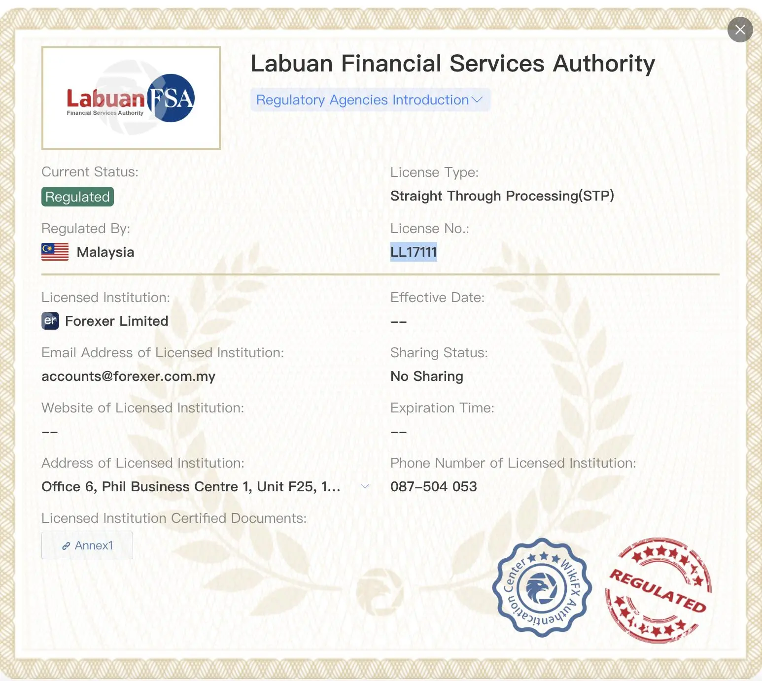 Regulated by LFSA