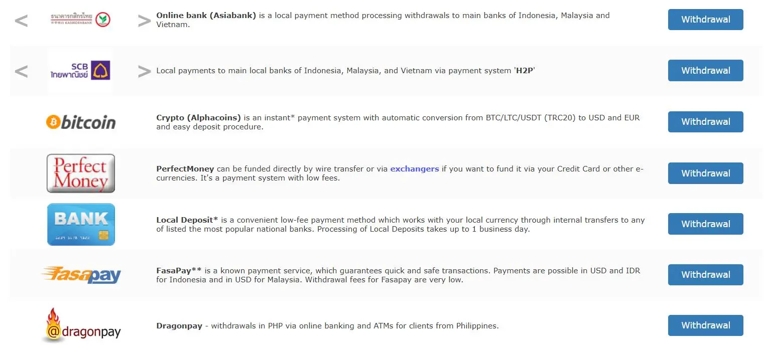 Deposit and Withdrawal