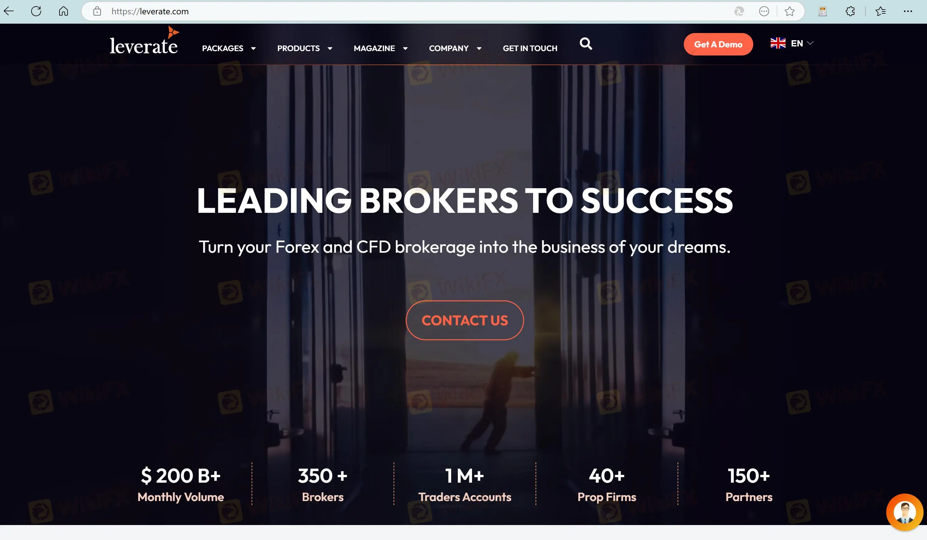 Leverate's homepage