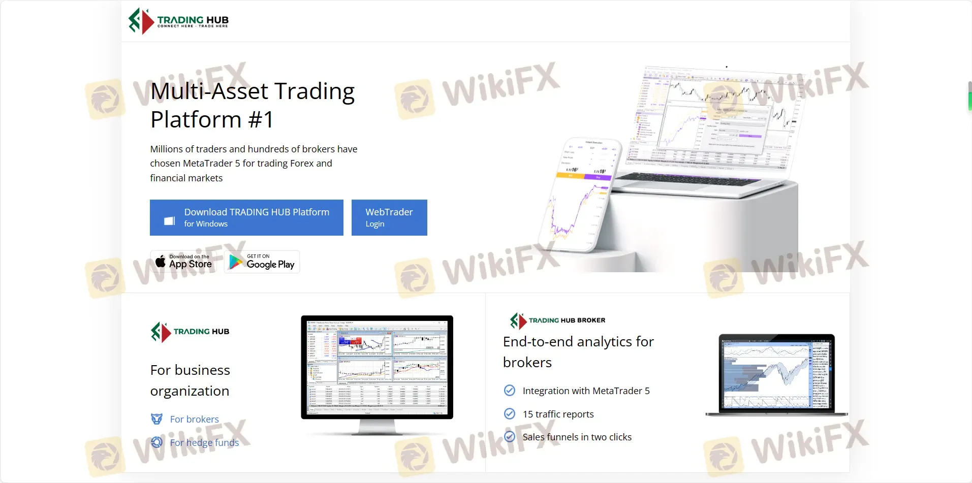 Trading Hub's homepage