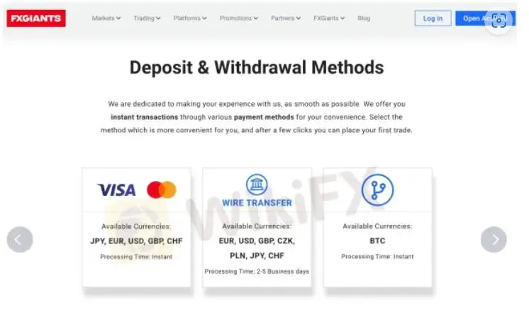 Deposit and Withdrawal