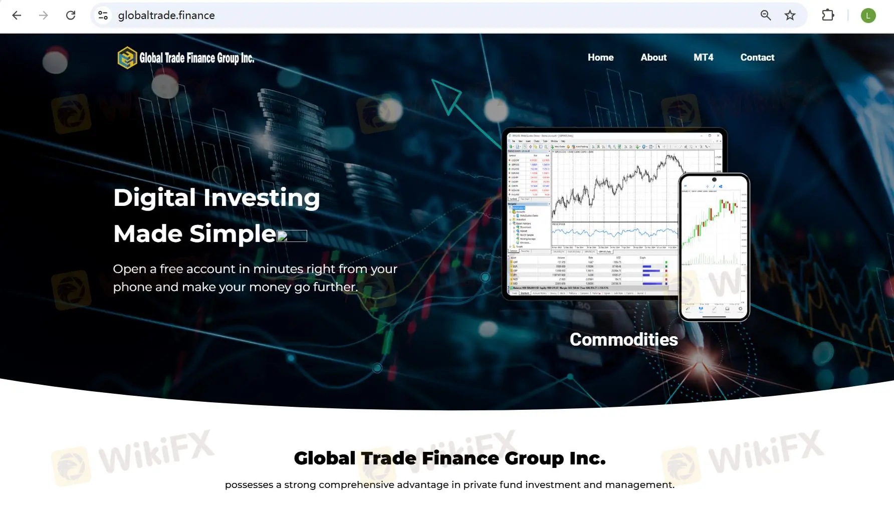 Global Trade Finance's homepage