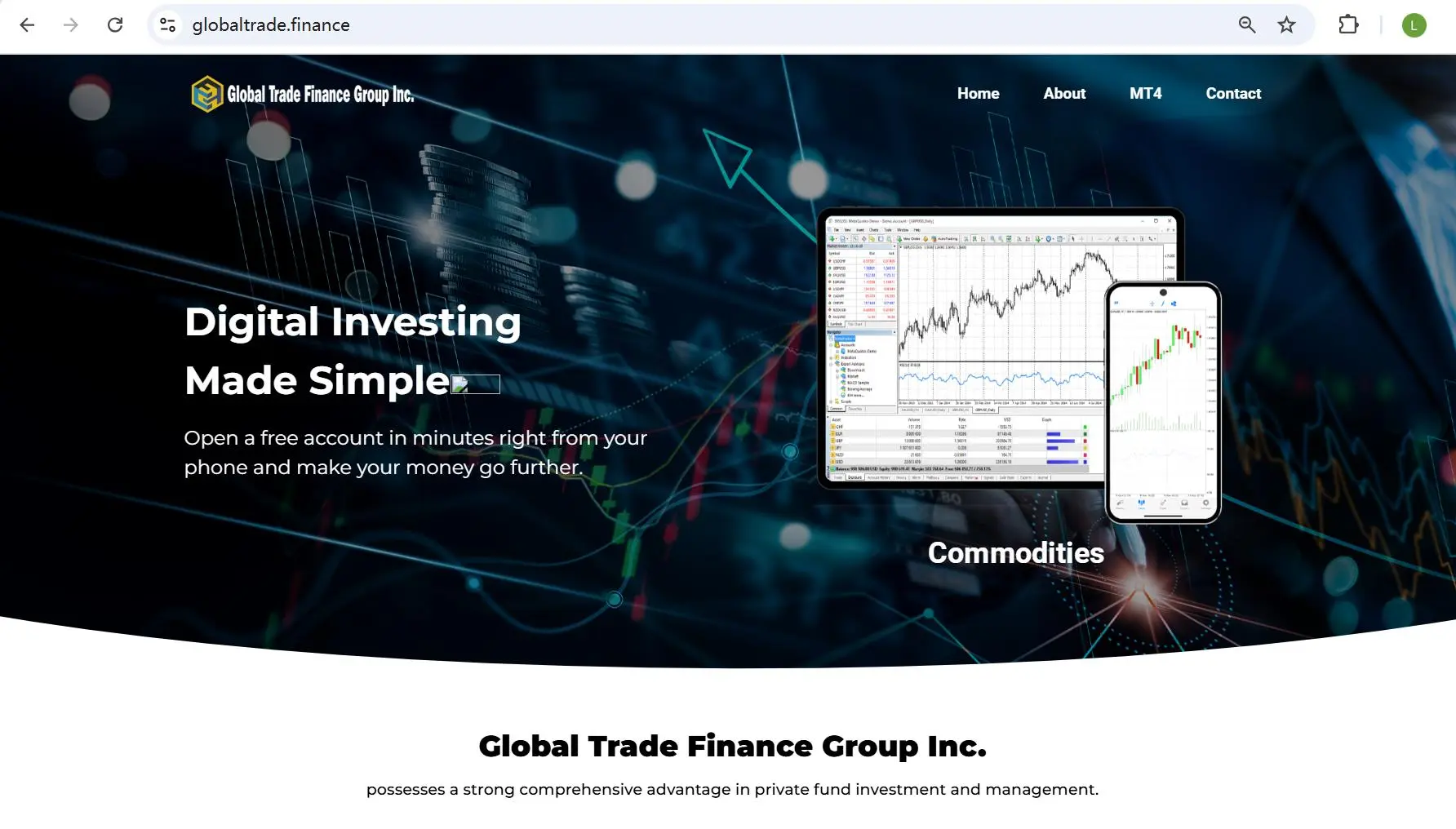 Global Trade Finance's homepage Global Trade Finance's homepage