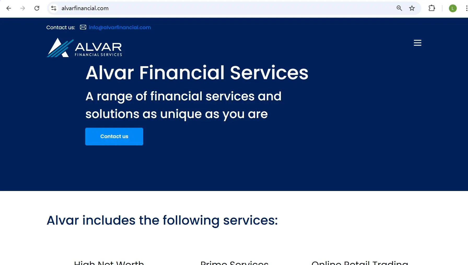 Alvar Financial Services Limited's homepage
