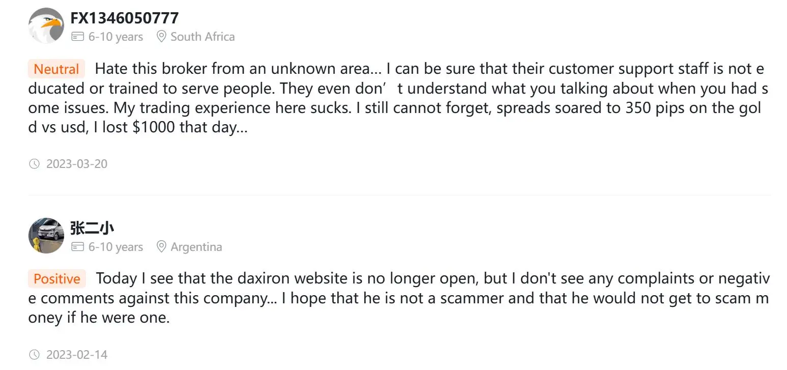 Daxiron Reviews on WikiFX
