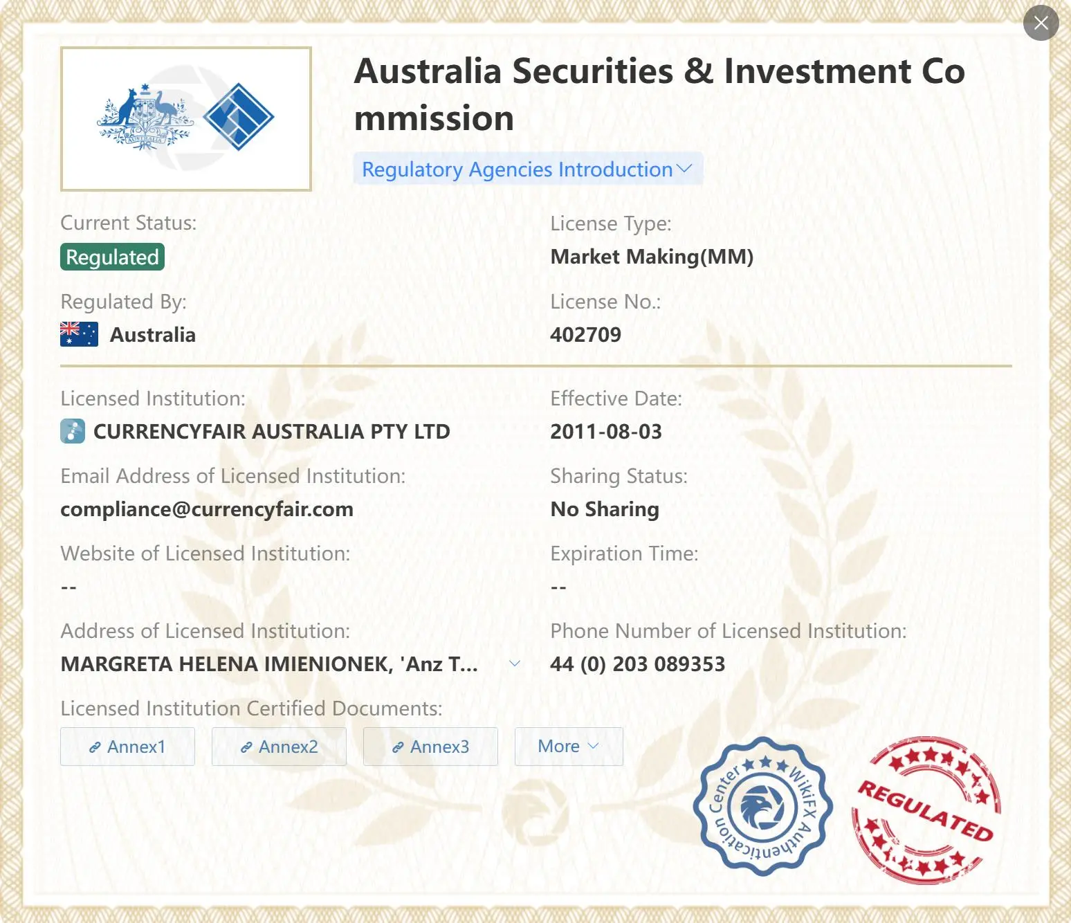 Regulated by ASIC