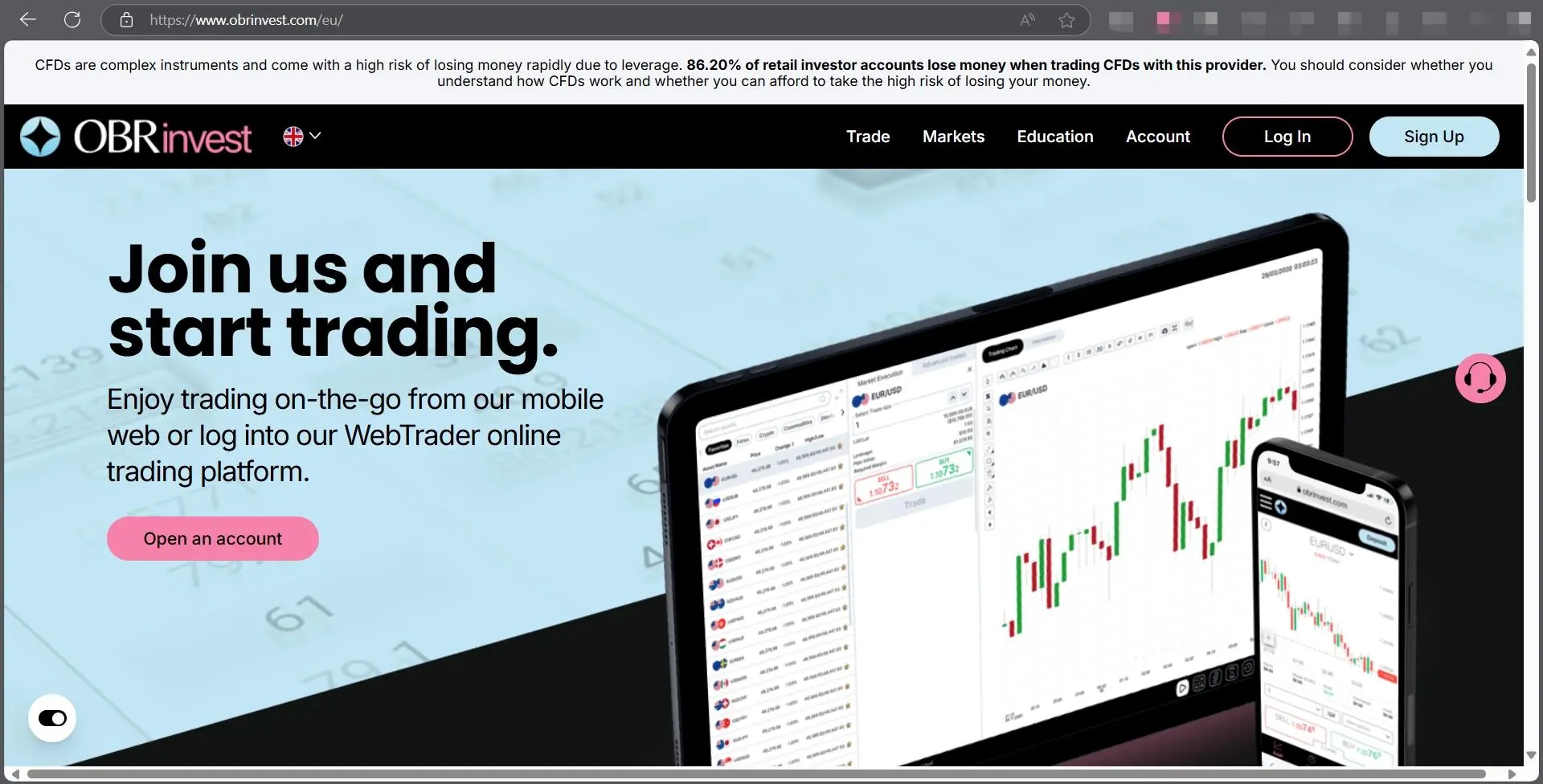 OBRinvest' homepage
