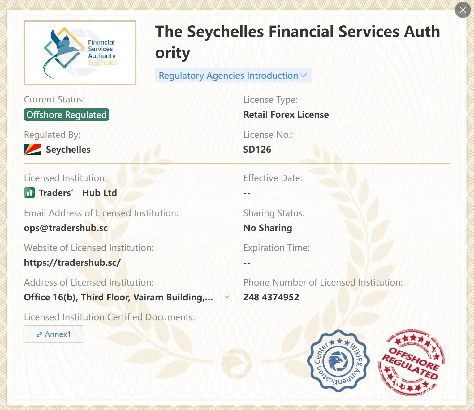 Offshore regulated by FSA Offshore regulated by FSA