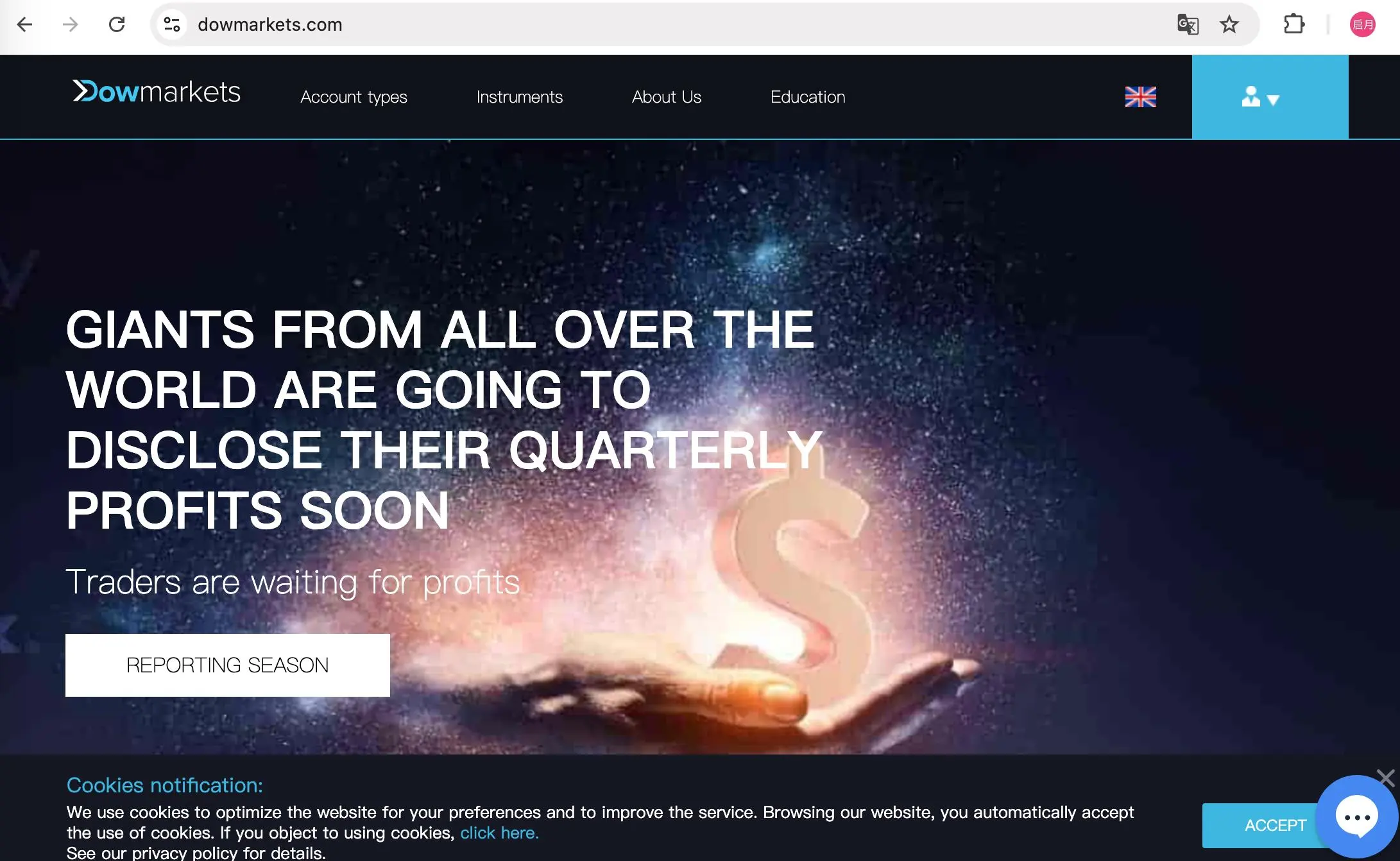 DowMarkets' homepage DowMarkets' homepage