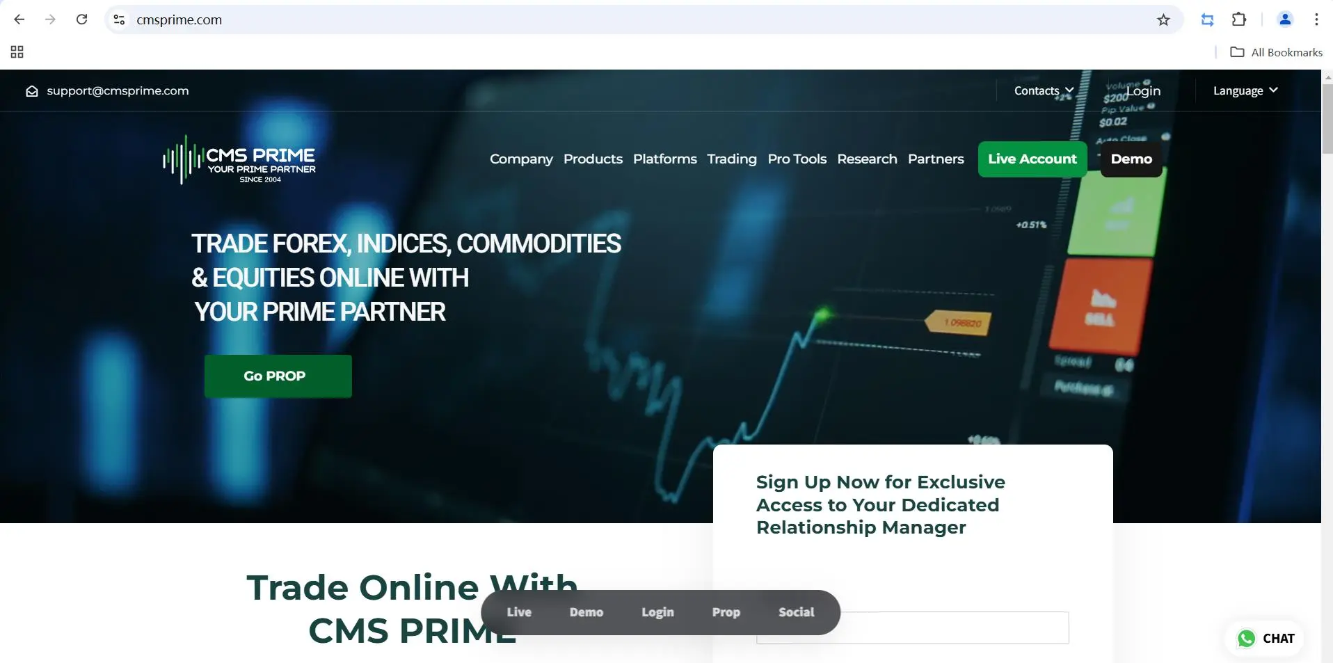 CMS Prime's homepage