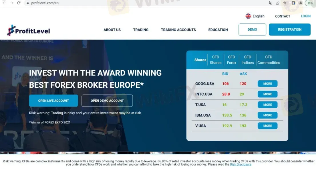 Profitlevel's homepage
