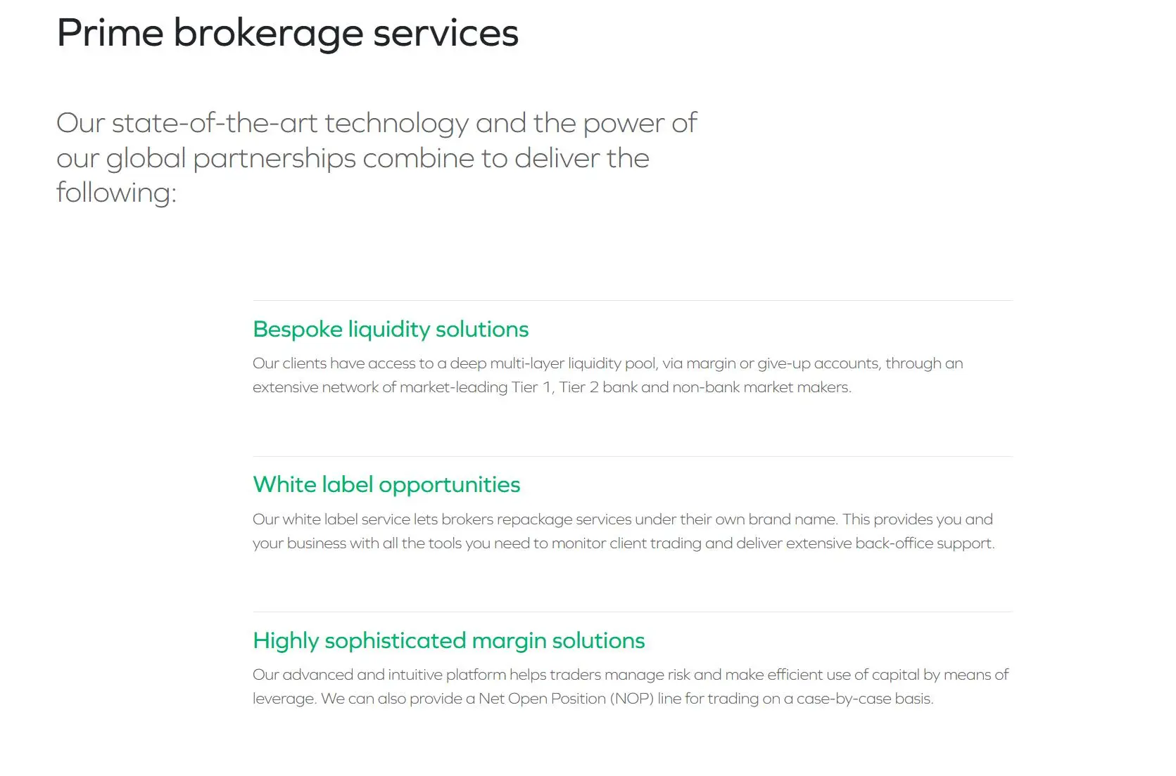 Prime brokerage services Prime brokerage services
