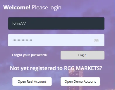 RCG Markets Login
