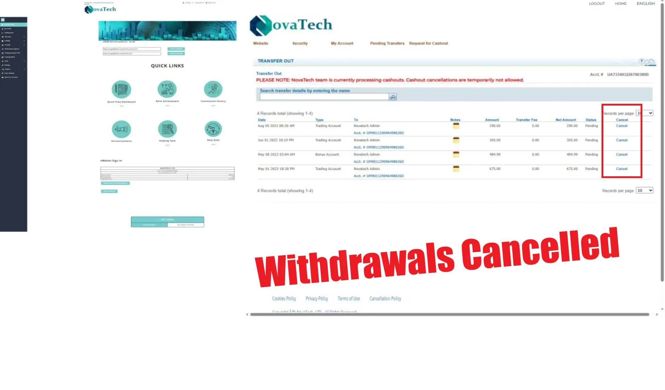 NovaTech has not paid pending withdrawals since May 2023 NovaTech has not paid pending withdrawals since May 2023