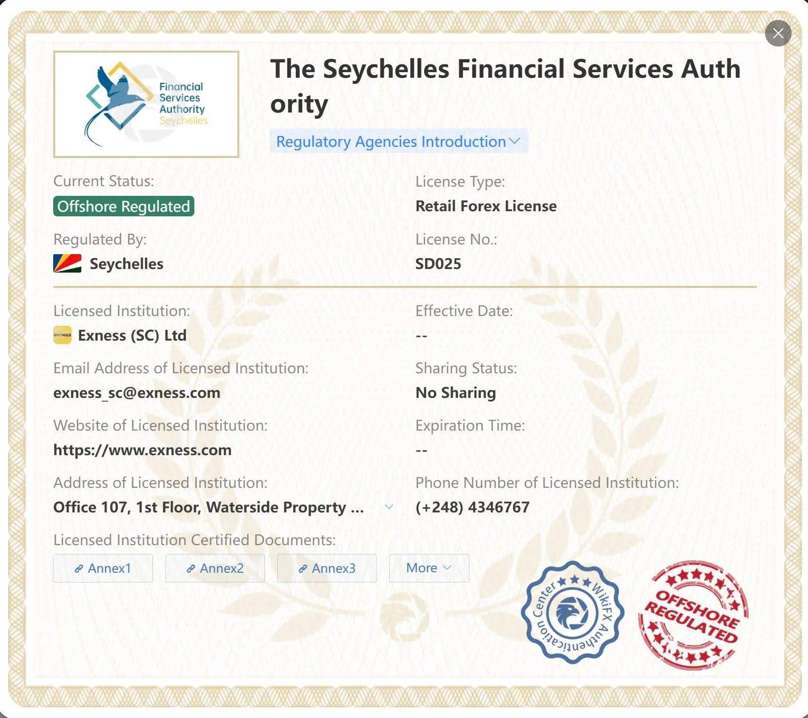 Offshore regulated by FSA