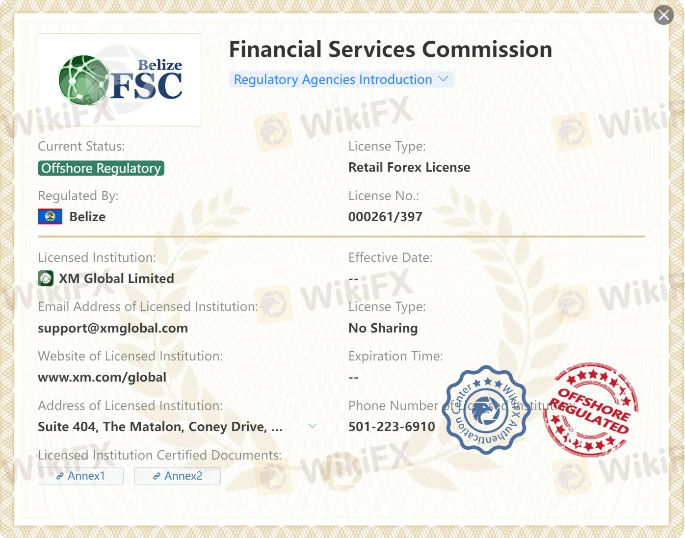 Offshore regulated by FSC