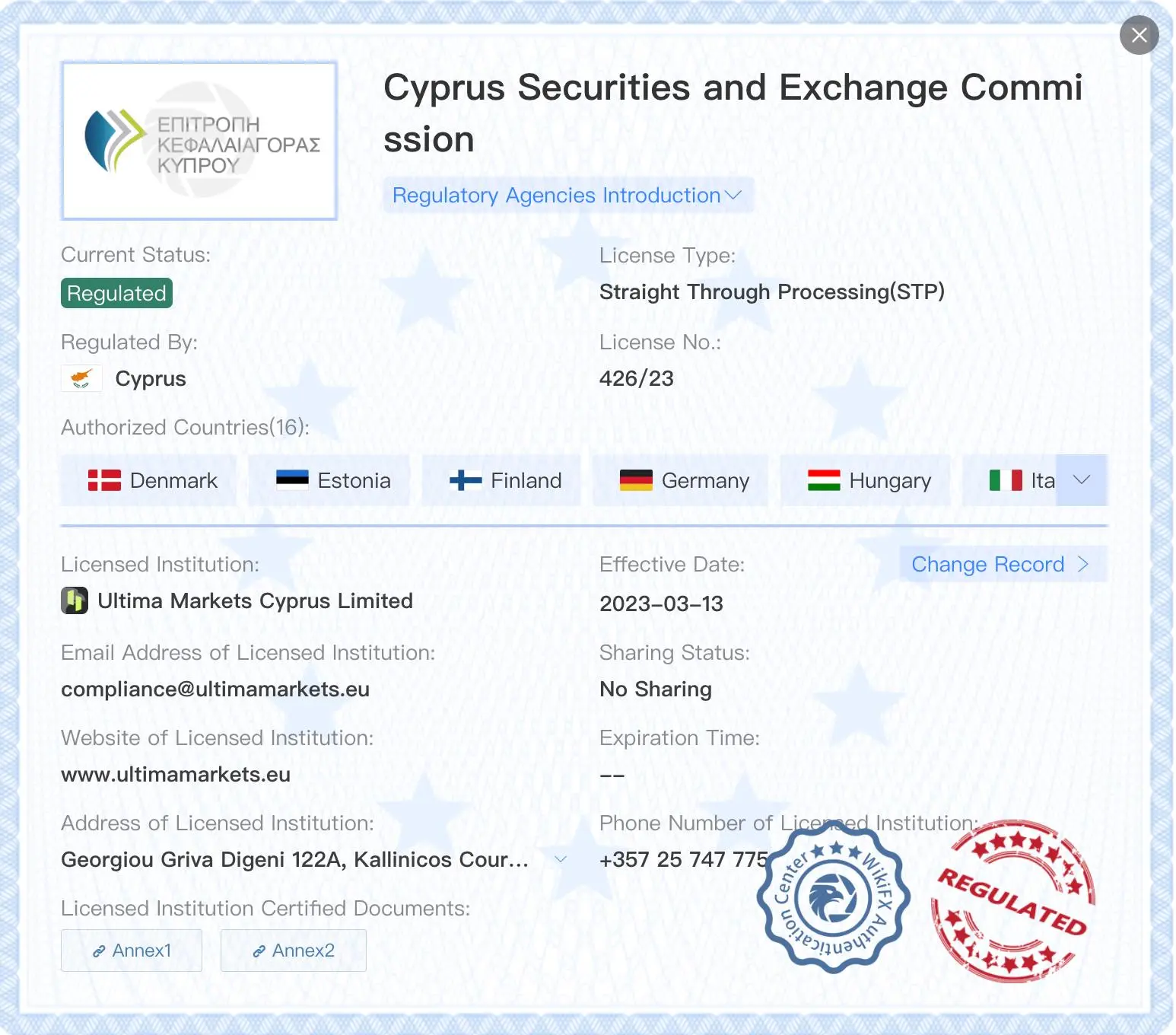 Regulatory Status