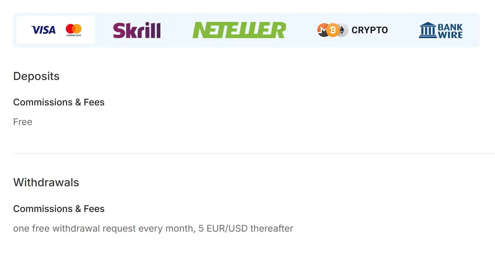 Deposit and Withdrawal