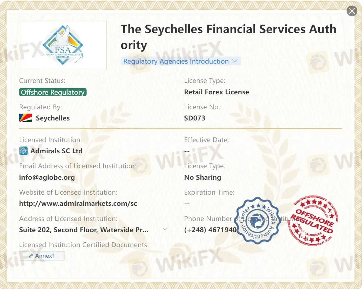 Offshore regulated by FSA