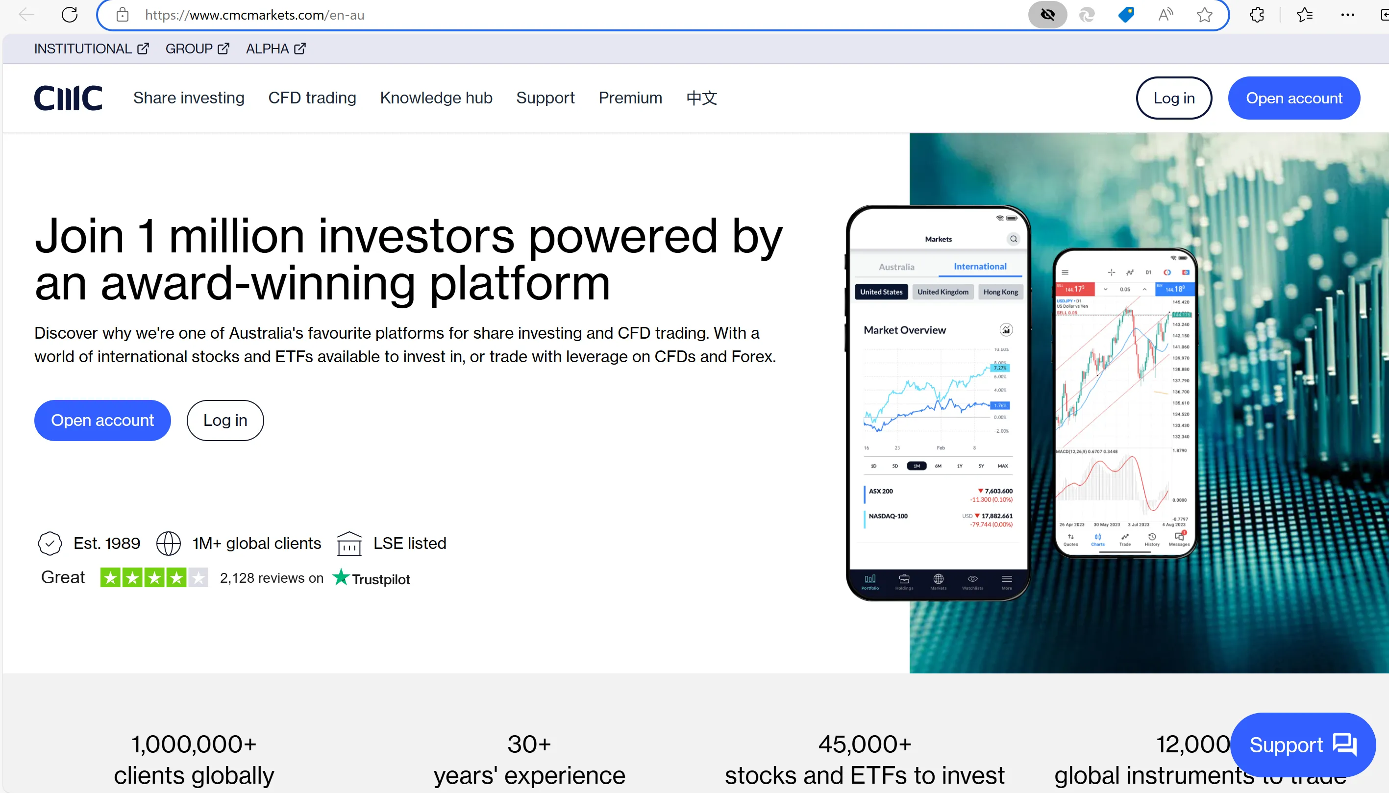 CMC Markets' homepage