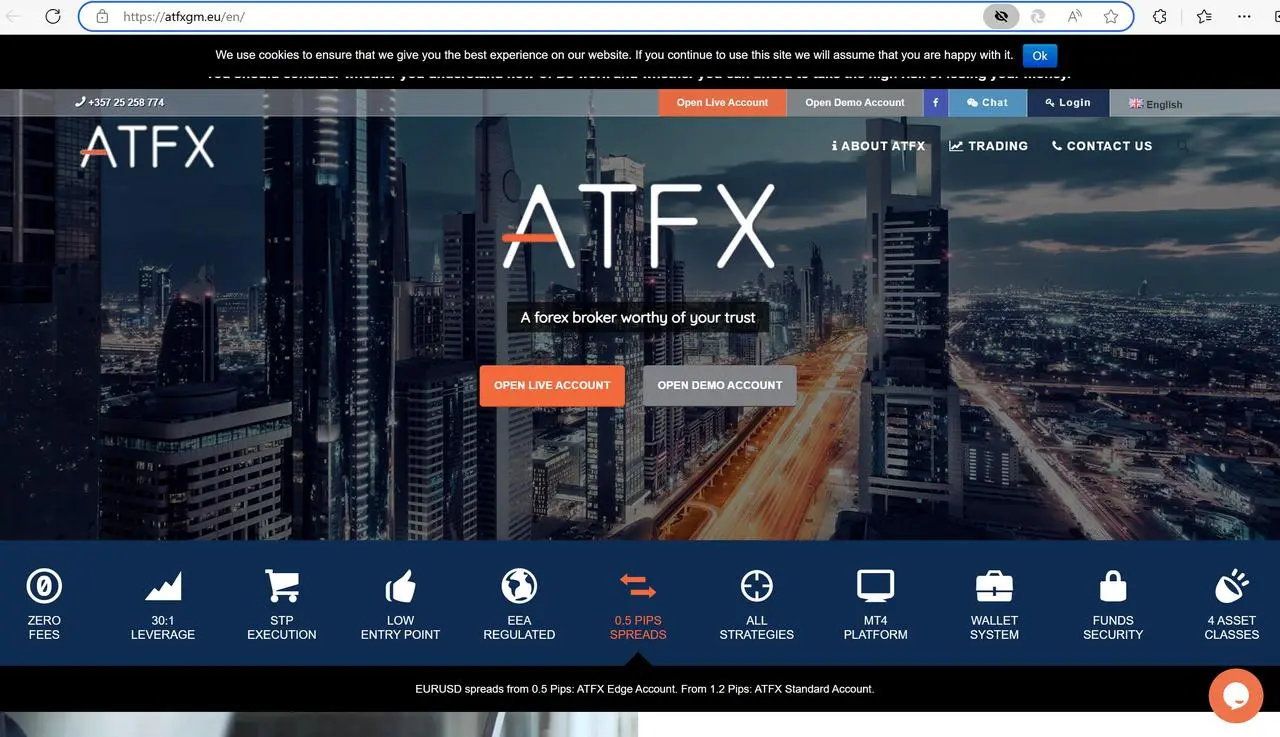 ATFX's homepage
