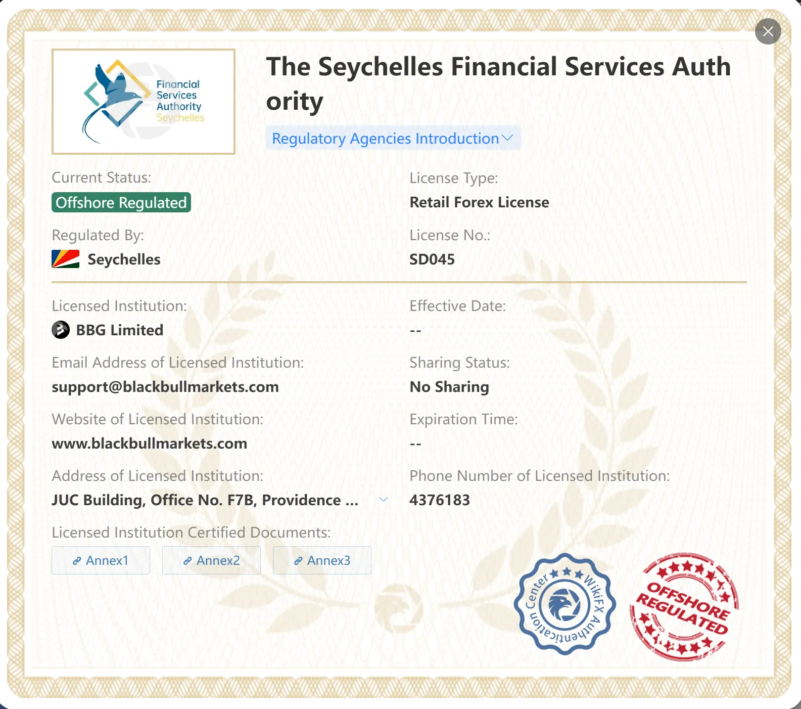 Offshore regulated by FSA