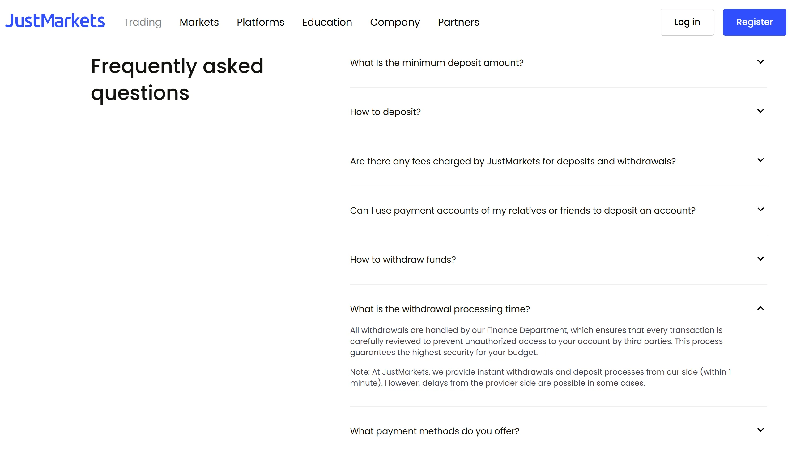 Deposits & Withdrawals FAQs