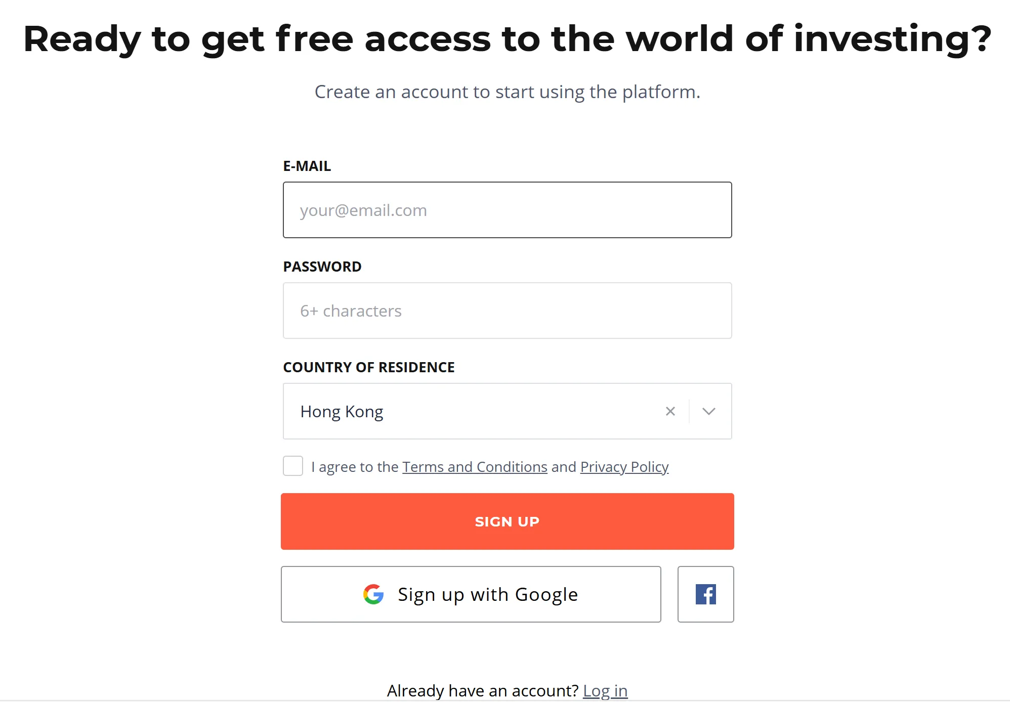 Fill in required info