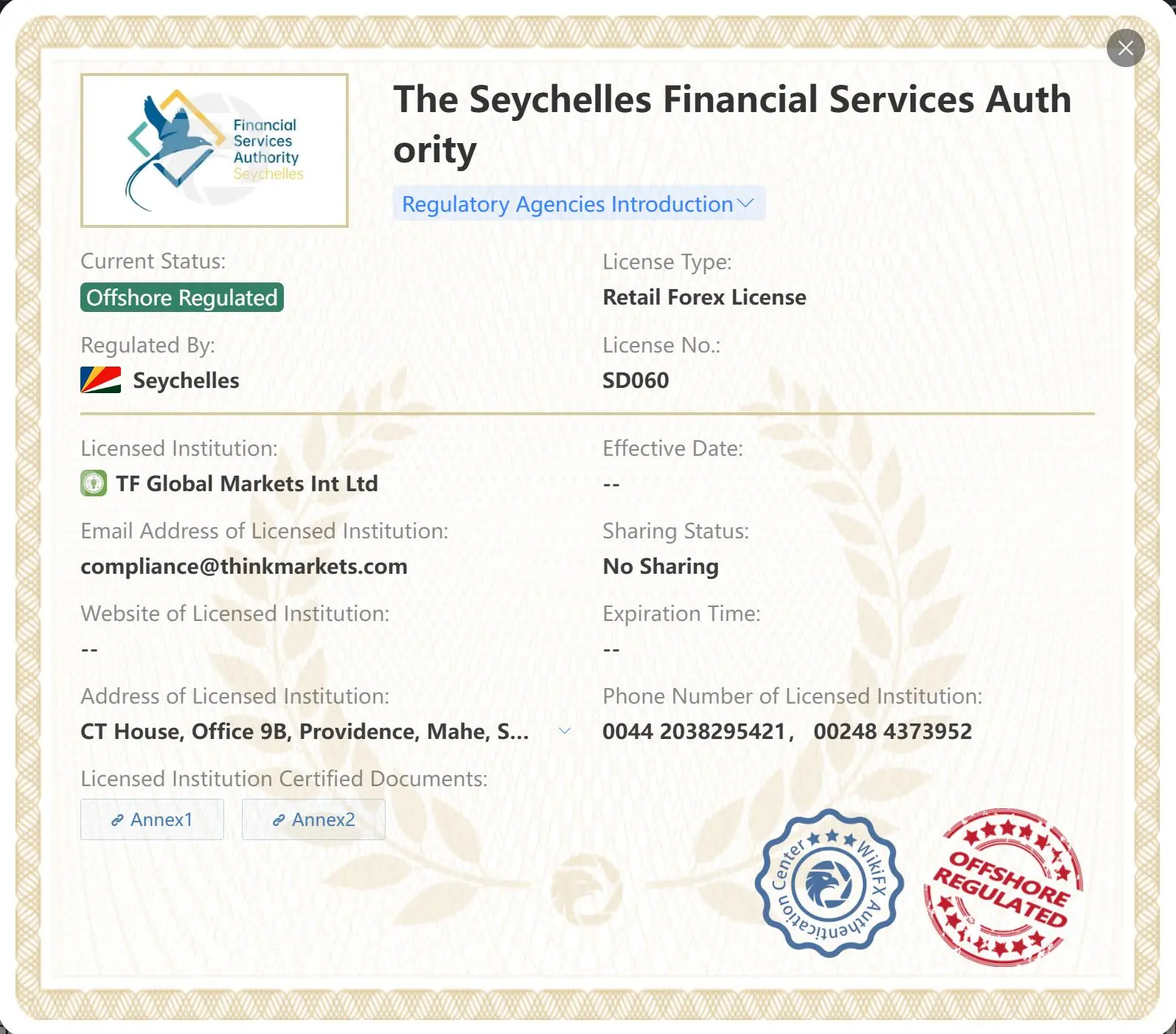 Offshore regulated by FSA