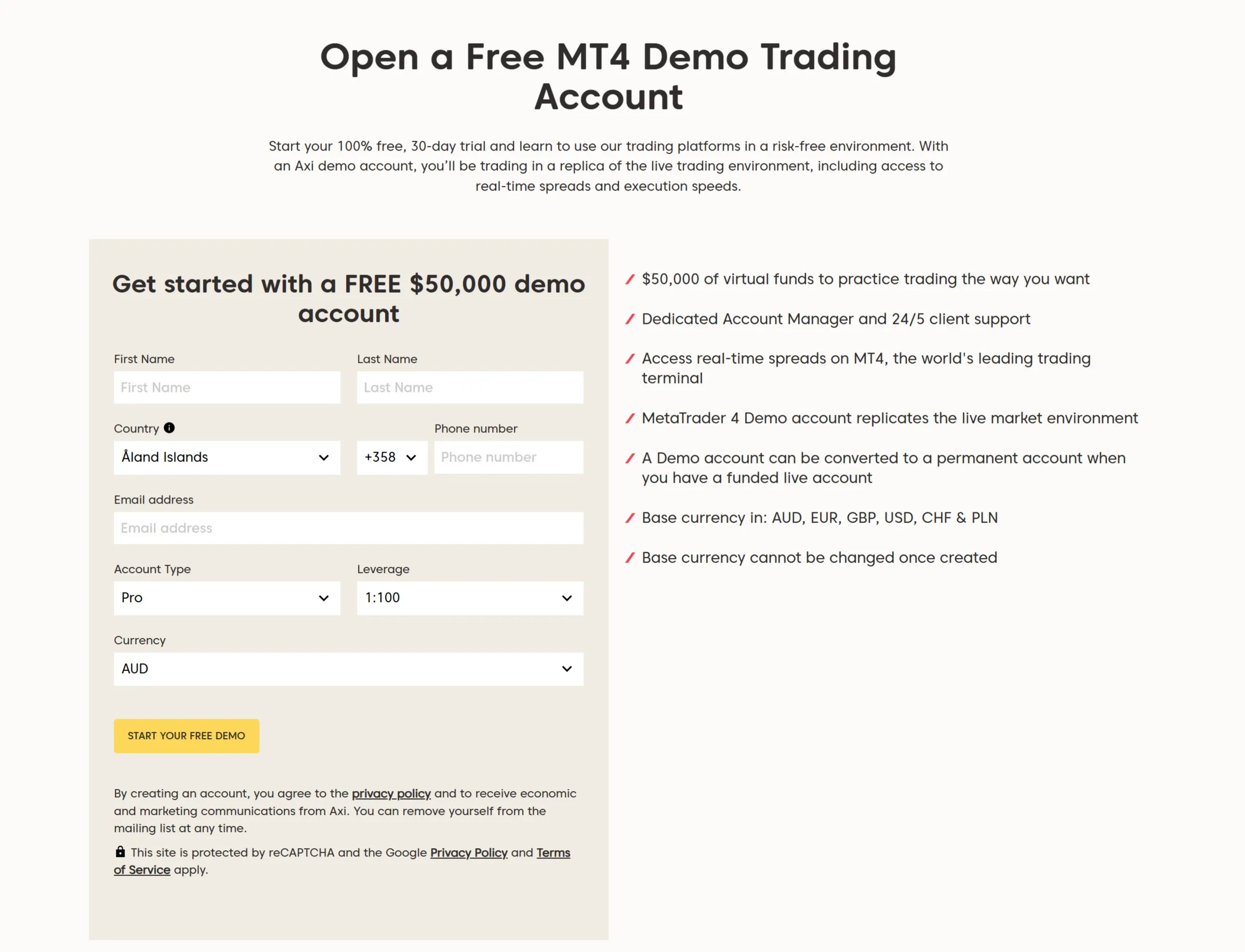 Axi Demo Account Axi Demo Account