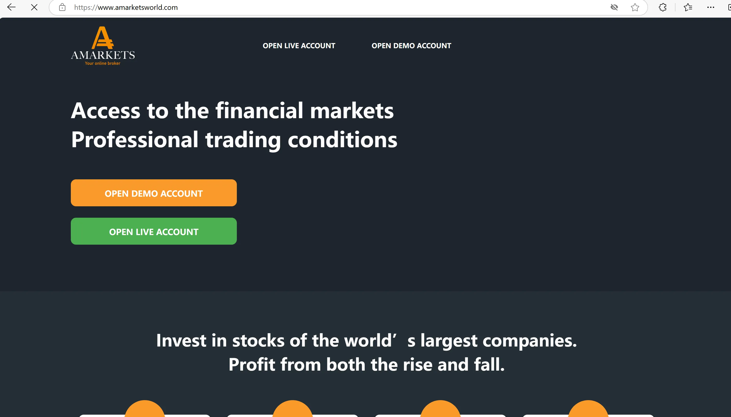 AMarkets' homepage