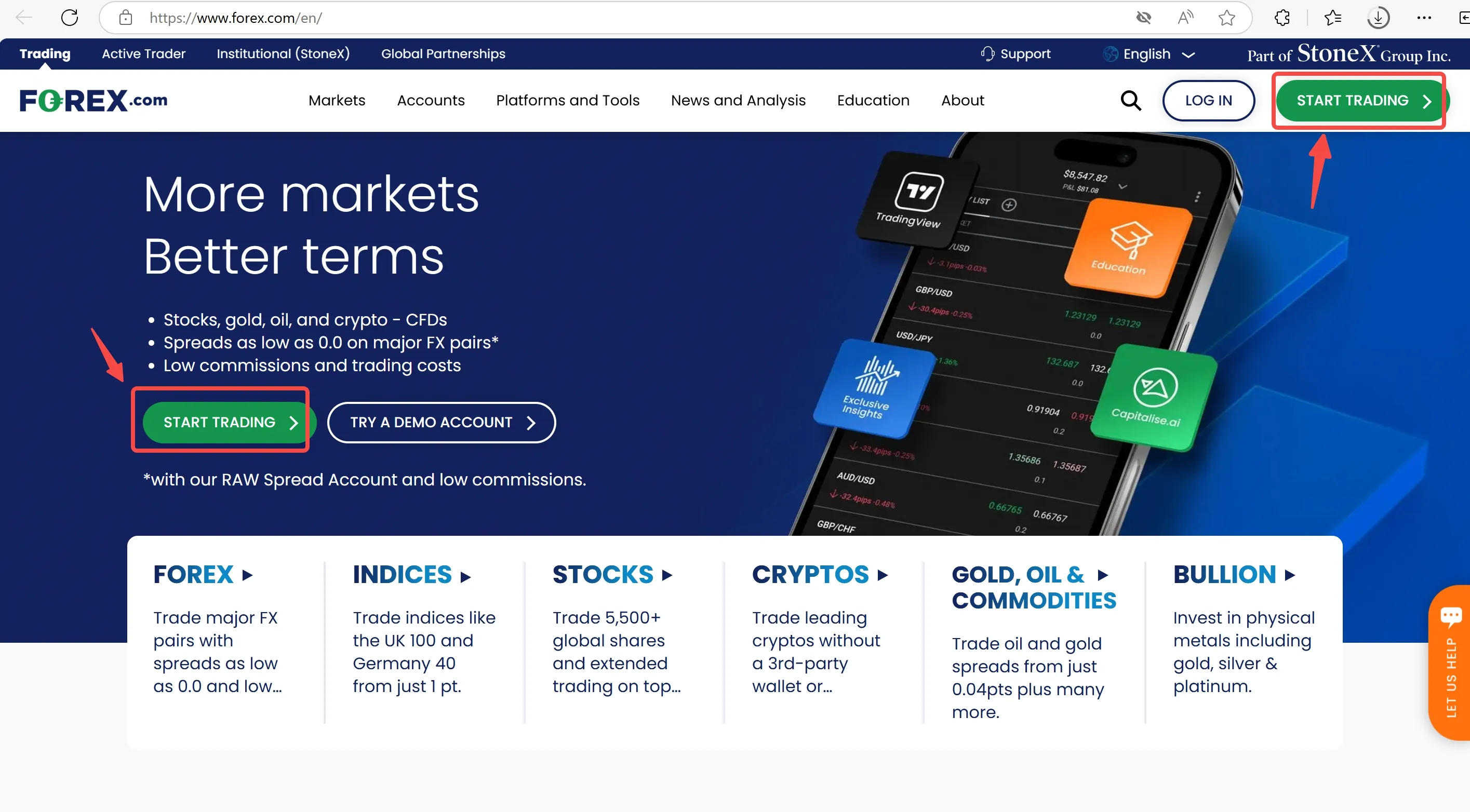 Click the ''START TRADING' button Click the ''START TRADING' button