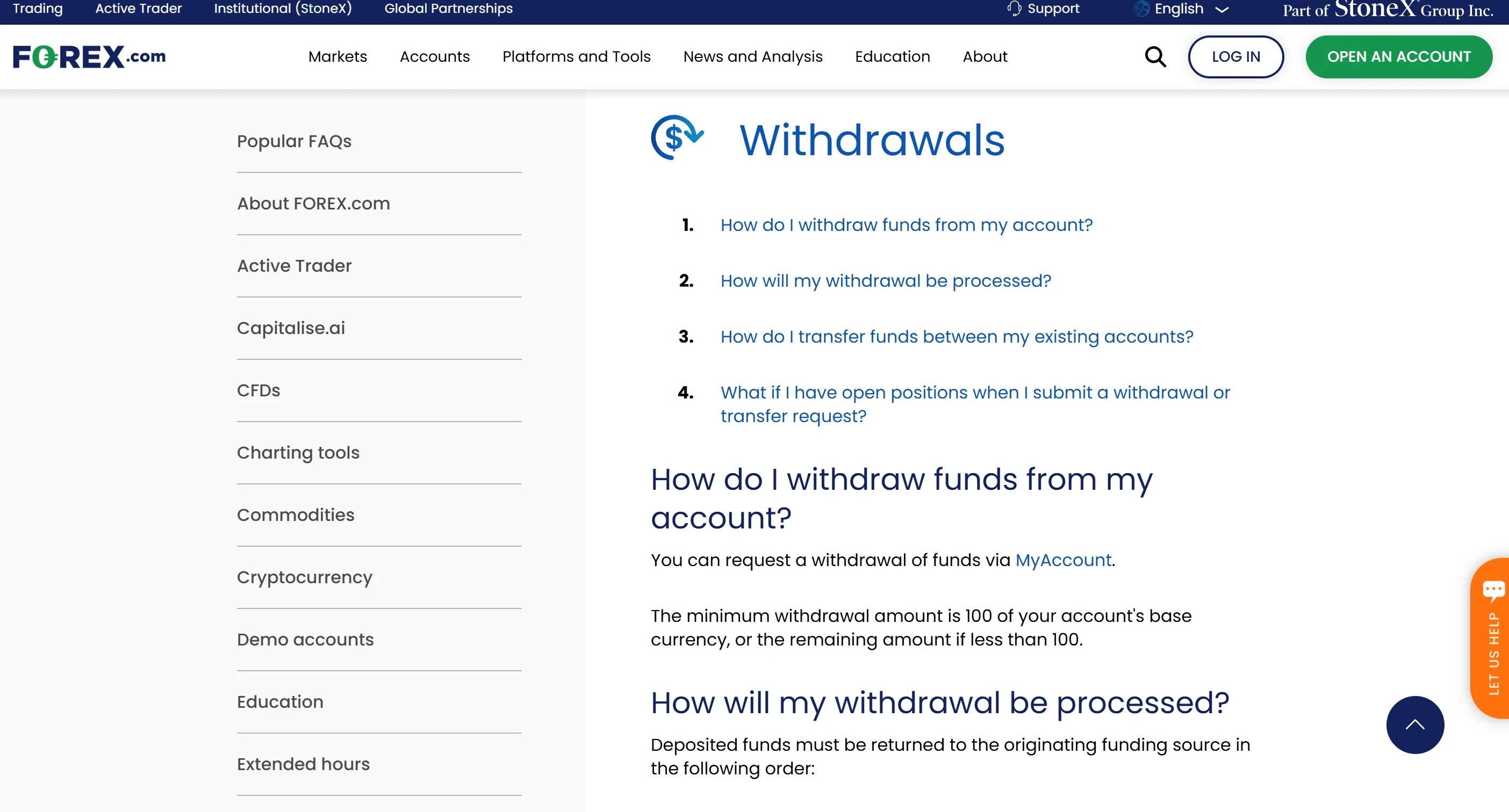 Forex.com Withdrawal FAQs Forex.com Withdrawal FAQs
