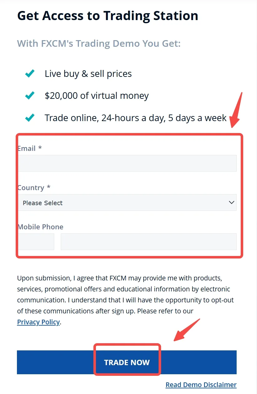 Fill in required info