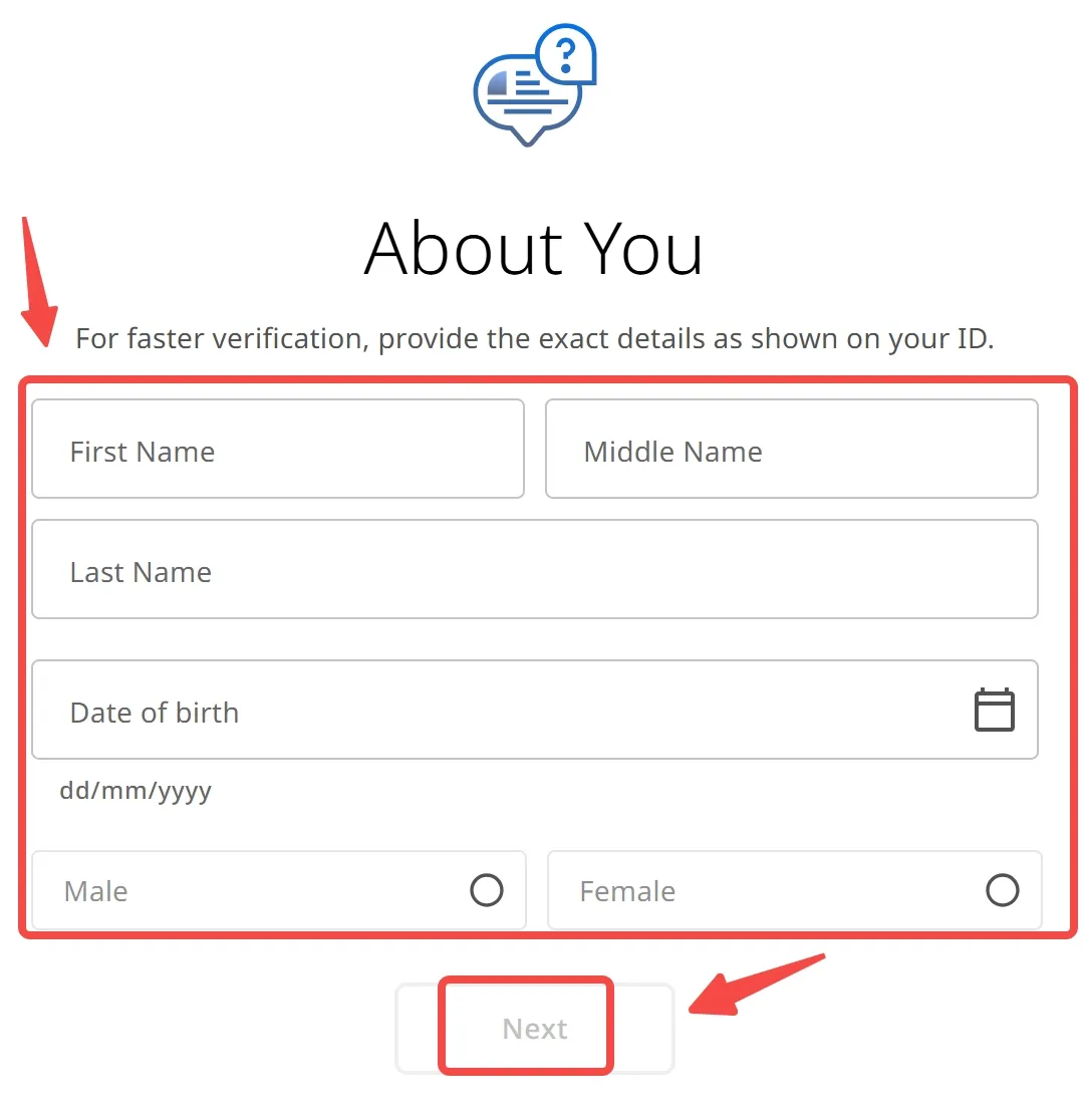 Fill in personal info