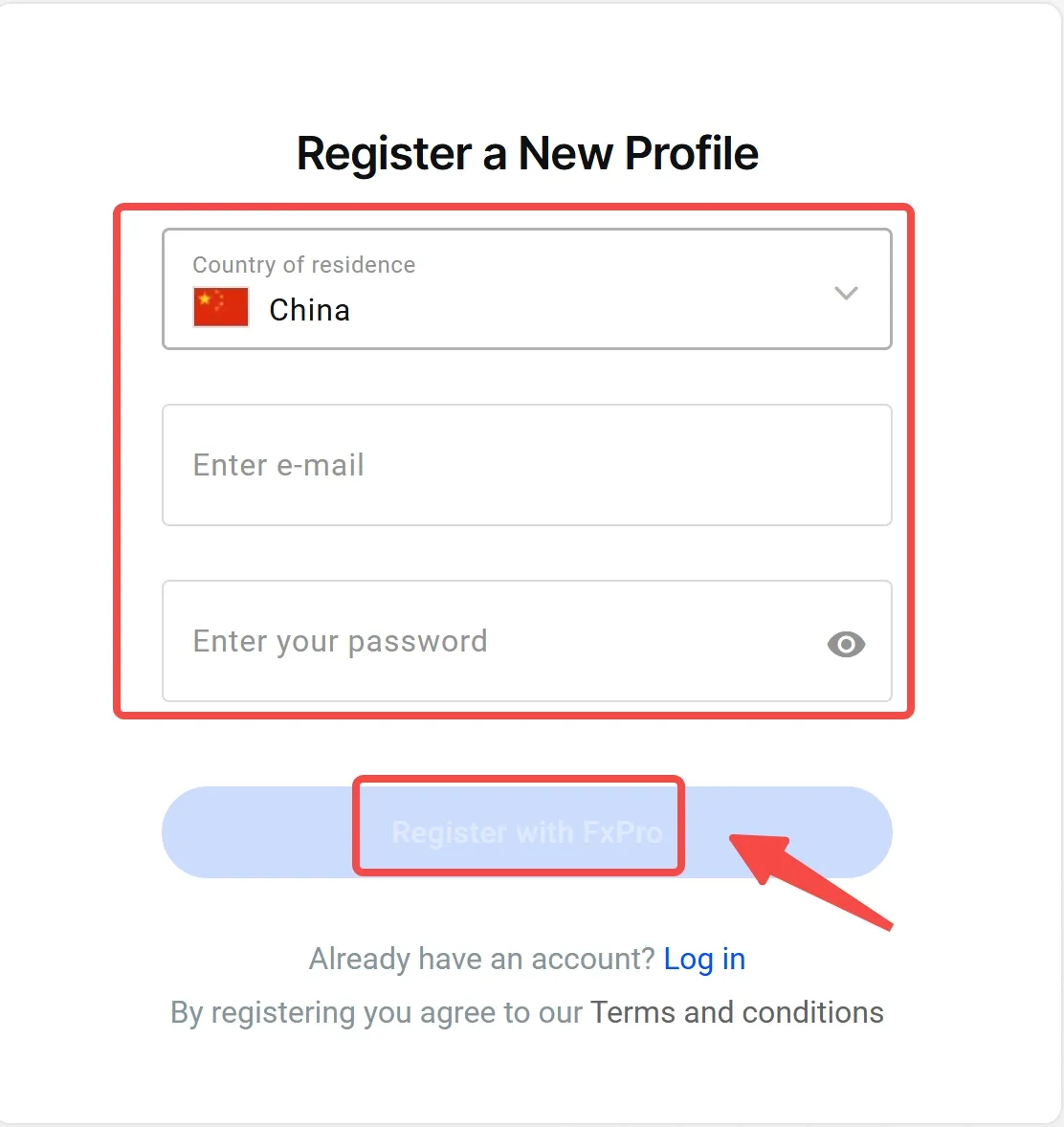 Fill in required info
