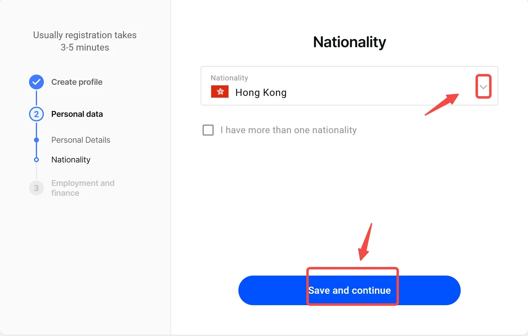 Select your nationality