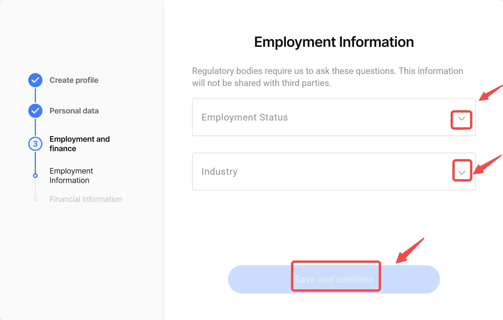 Fill in your employment info