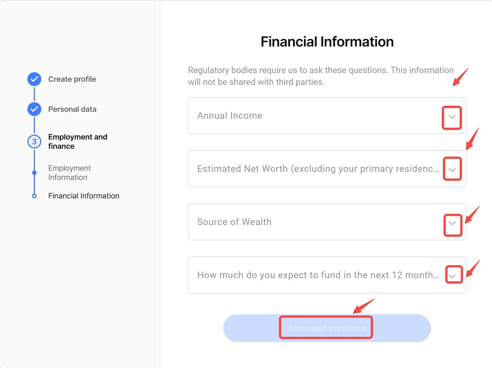 Fill in your financial info
