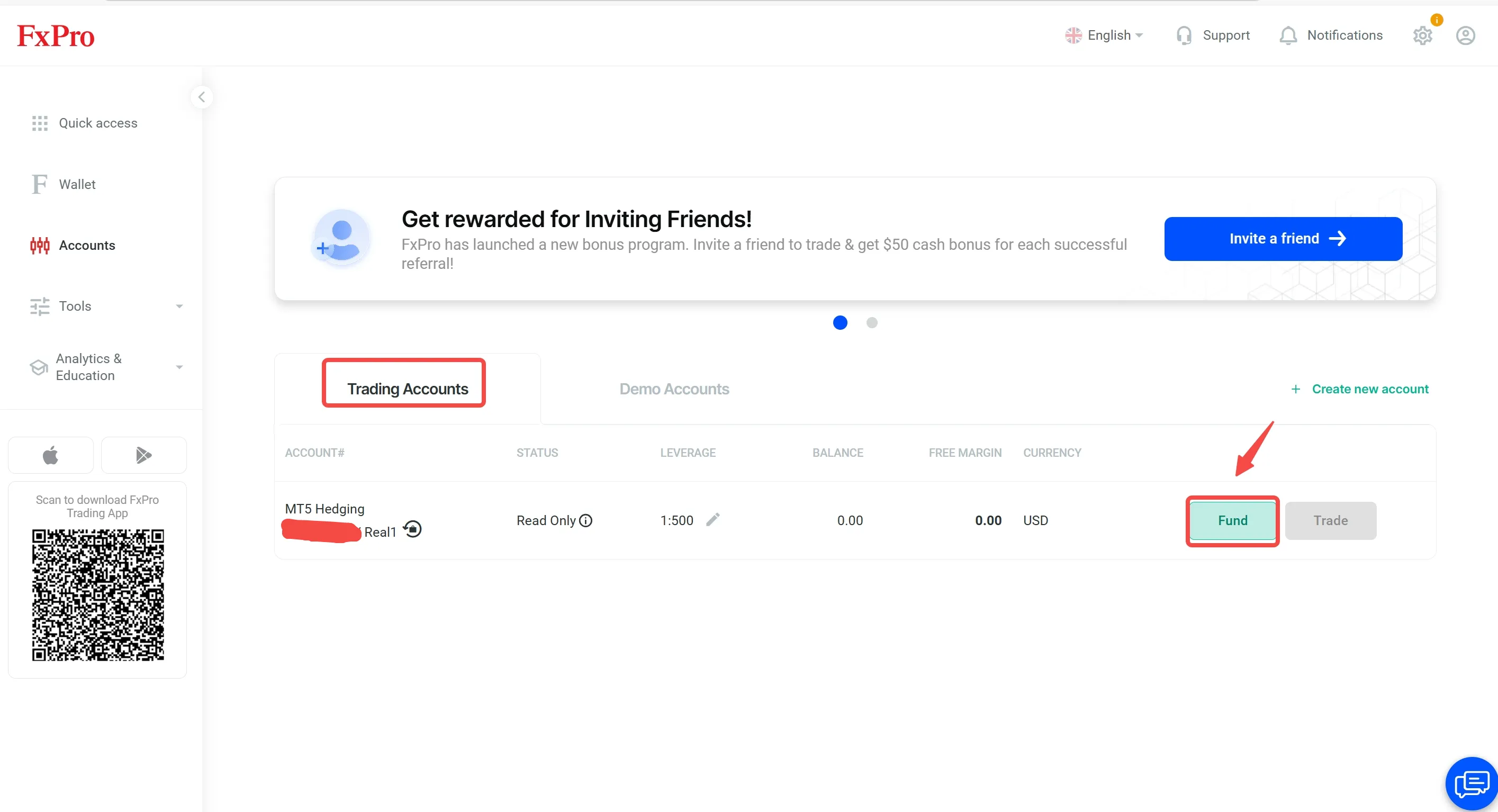 Fund your FxPro trading account