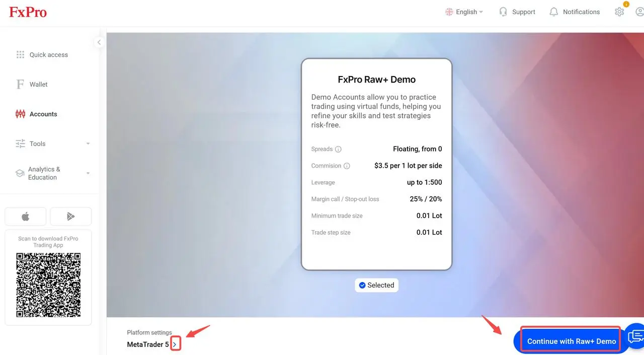 Choose your preferred FxPro trading platform