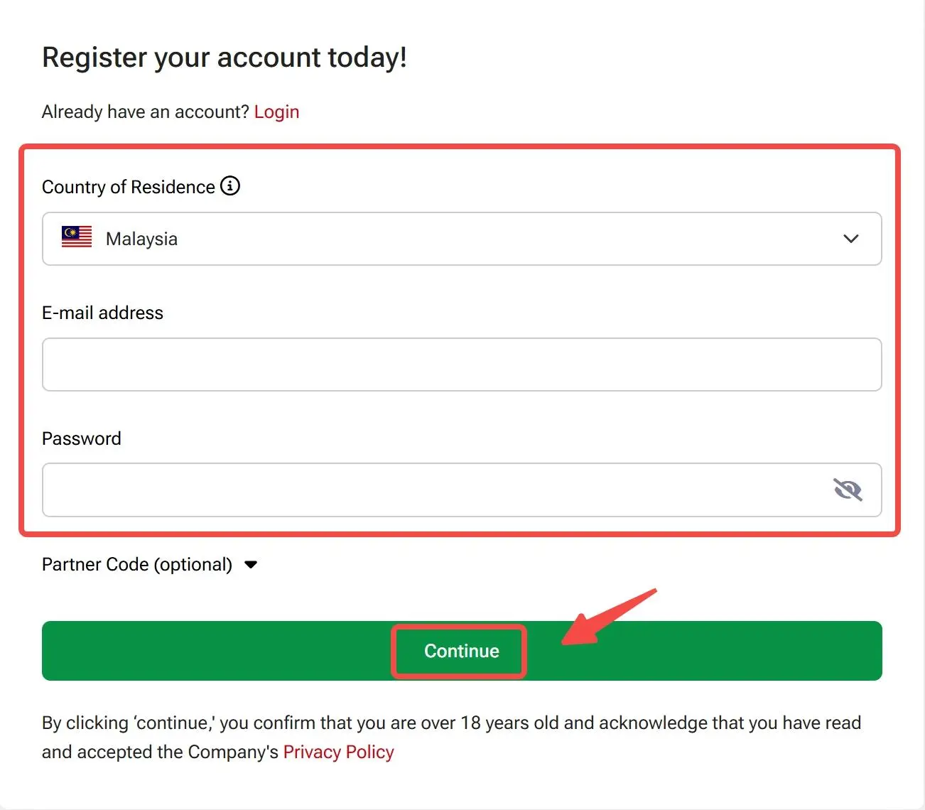 Fill in required info Fill in required info