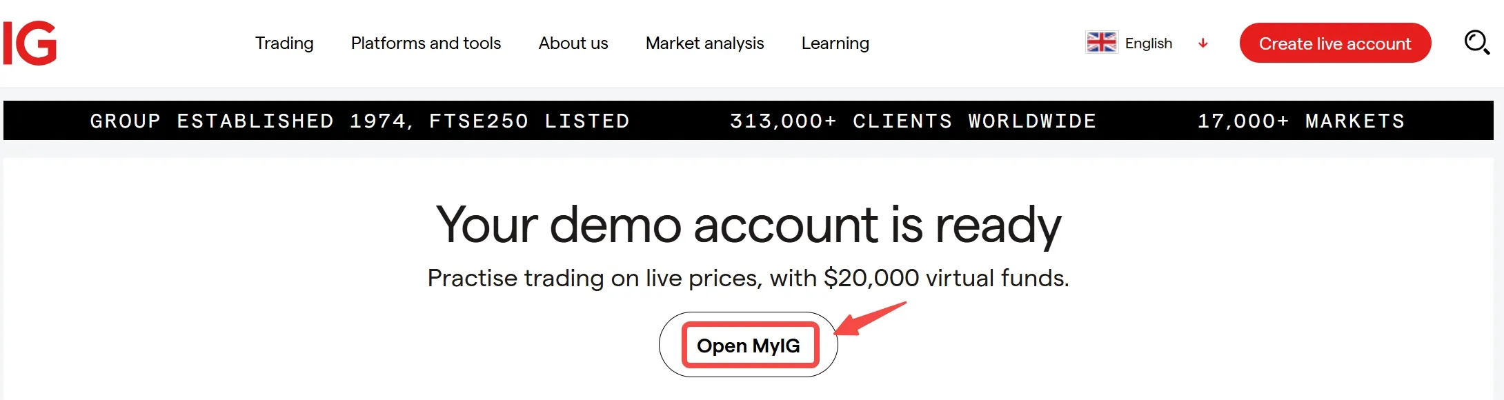 Click the 'Open MyIG' Click the 'Open MyIG'