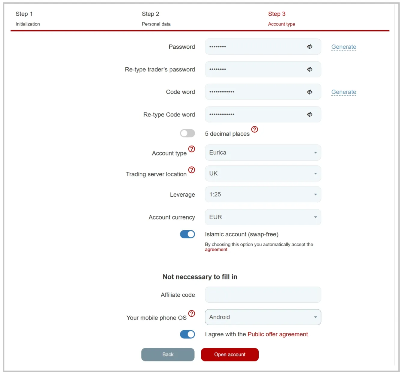 Provide your personal data Provide your personal data