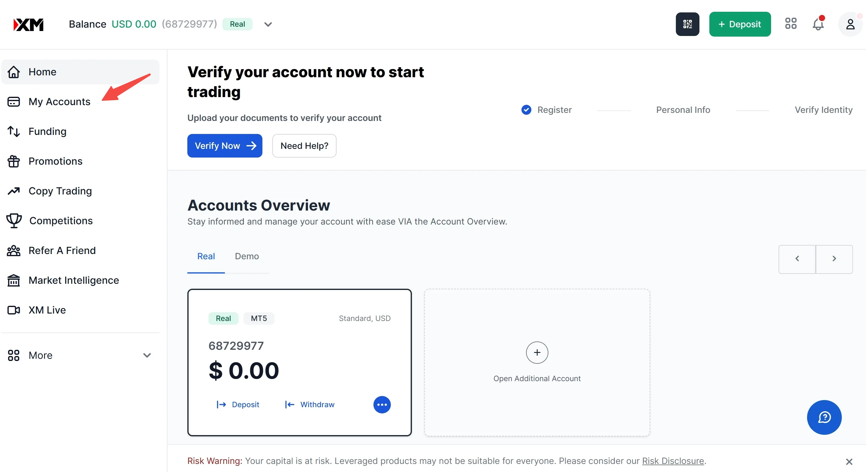 Click the 'My Accounts' Click the 'My Accounts'