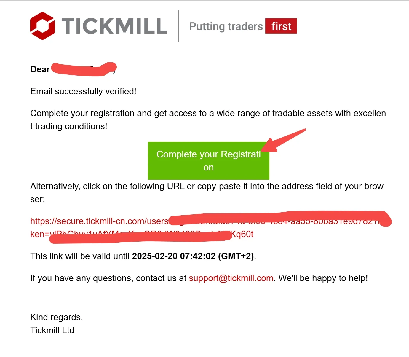 Click the 'Complete your Registration' 