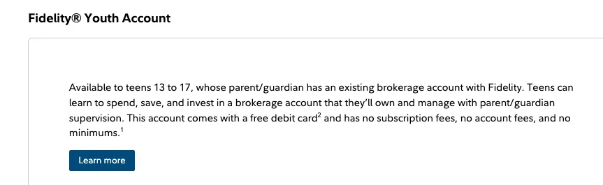 Fidelity Youth Accounts