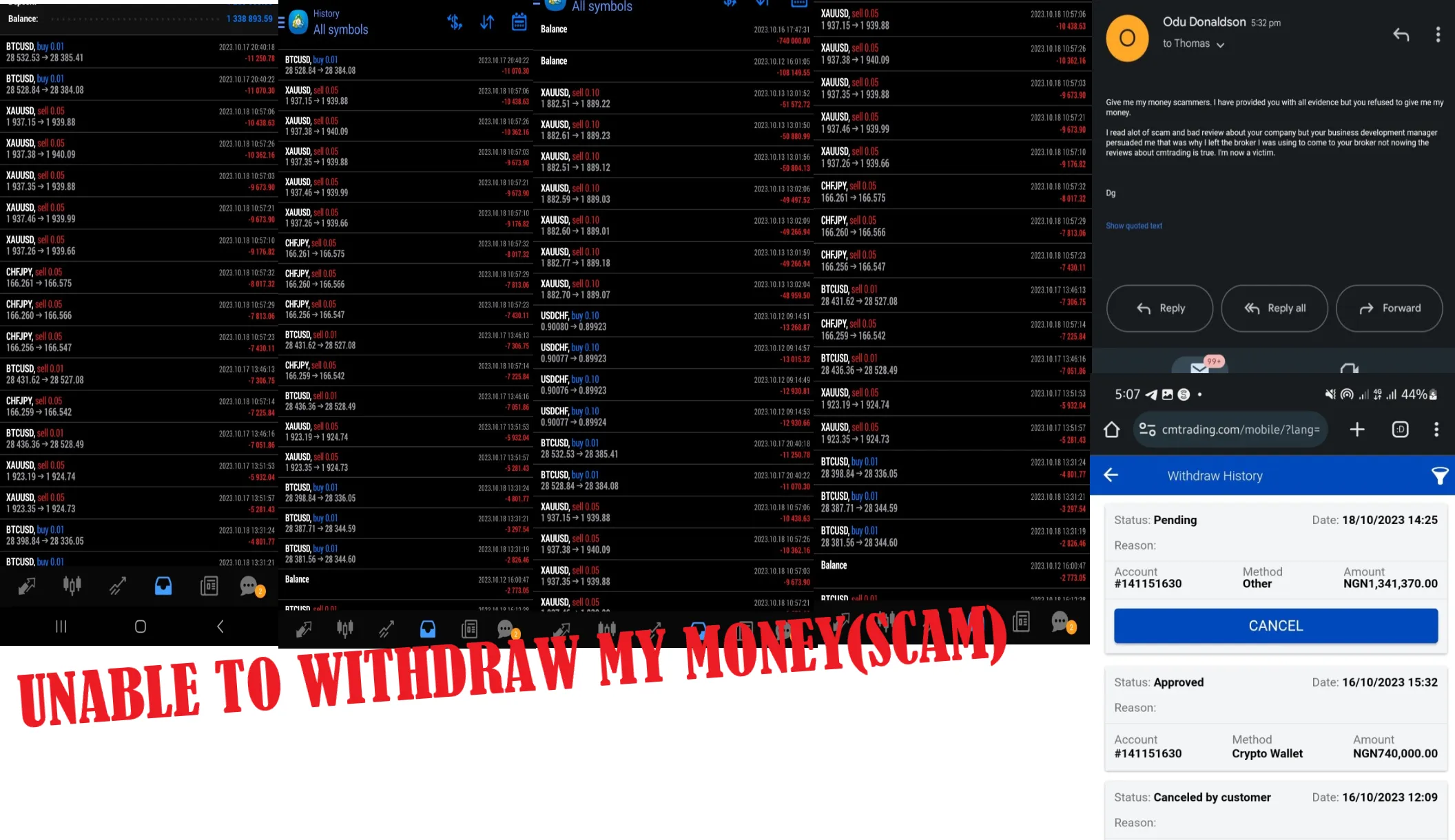 UNABLE TO WITHDRAW MY MONEY(SCAM)