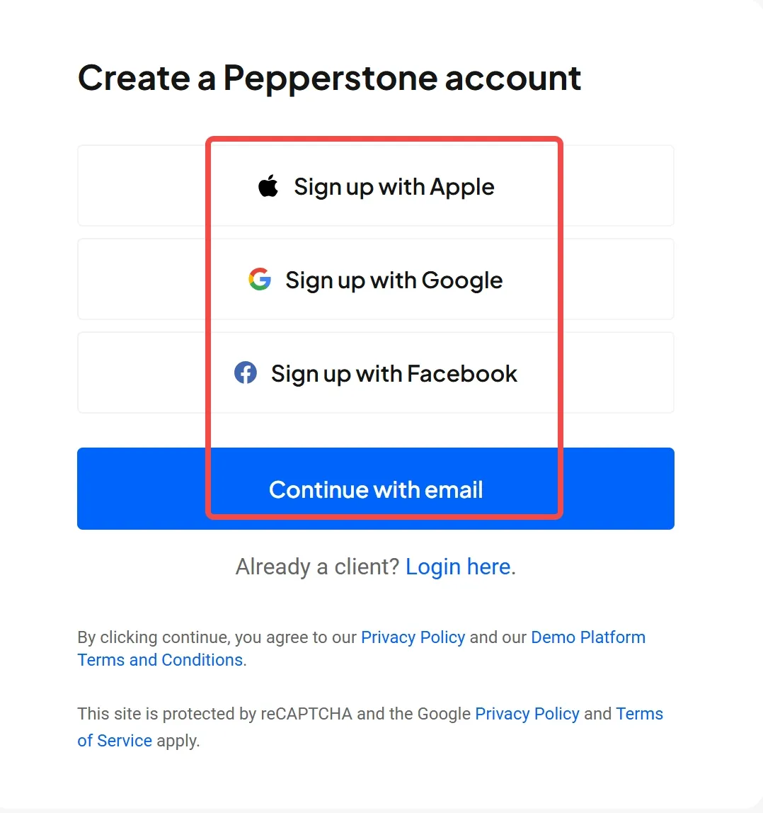 Create a Pepperstone account
