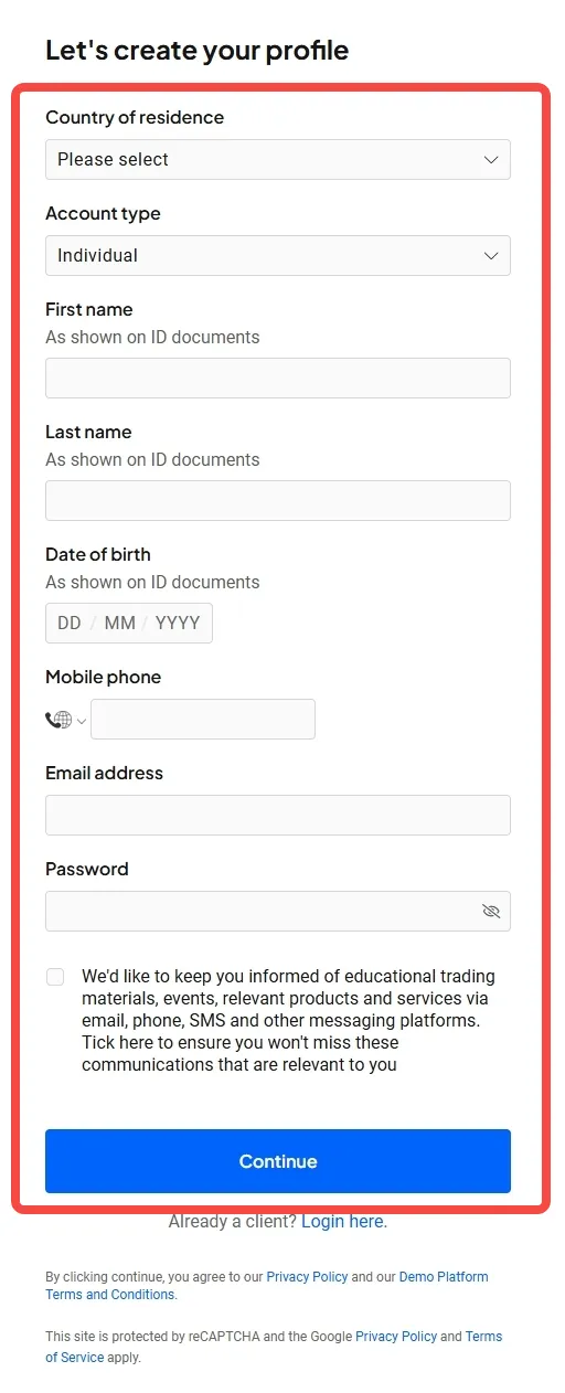 Create your profile